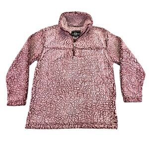 Boxercraft Sherpa Jacket Women's Small Fleece Pullover Pink Red Quarter Zip‎